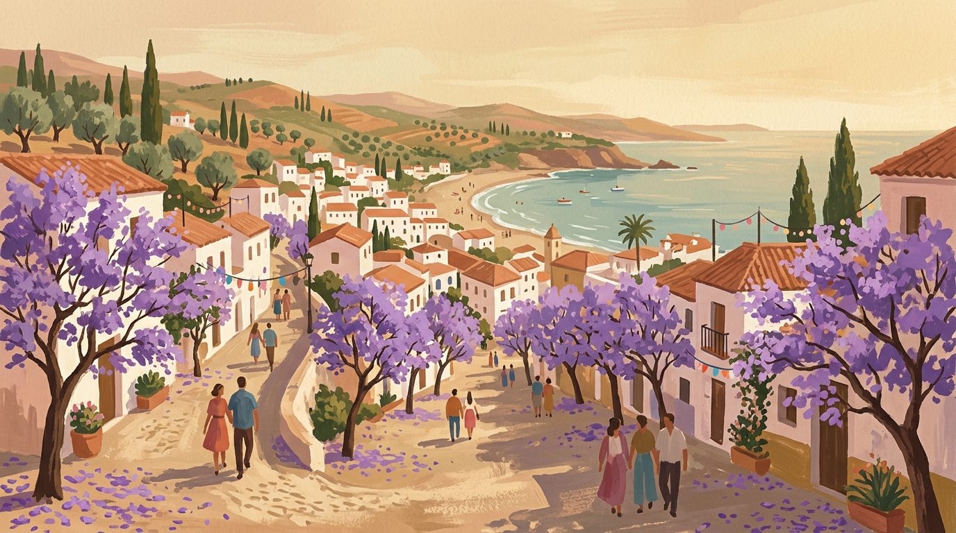 Poster: Purple Blooms and the Prelude to the Feria
