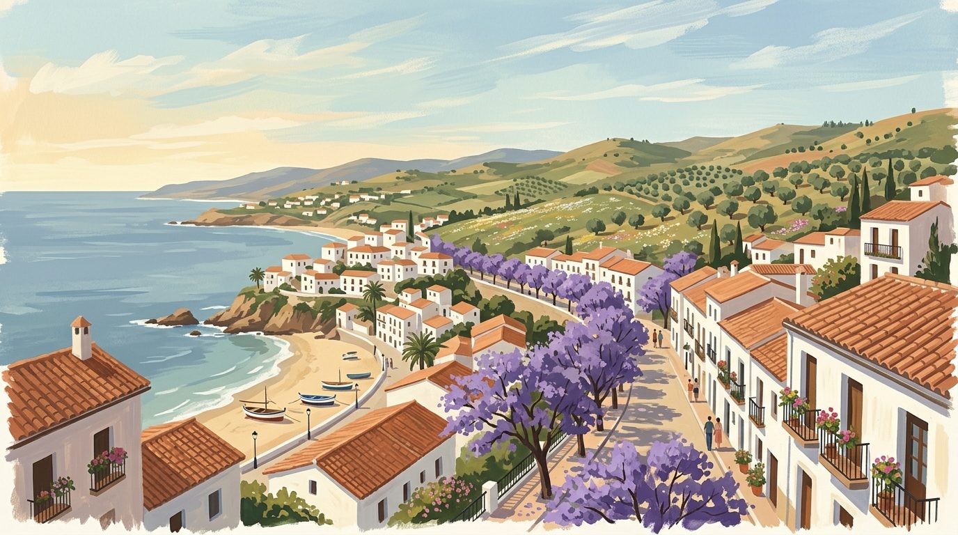 Poster: Purple Skies and Salt Breezes: Spring is in Full Swing